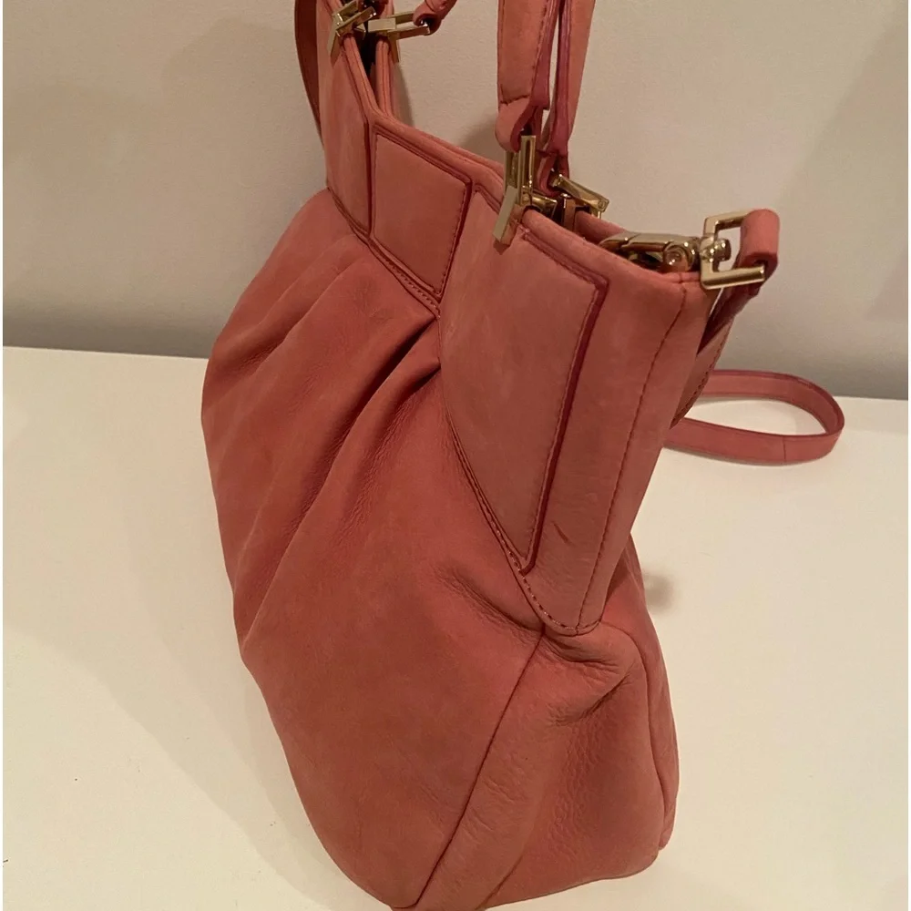 Authentic Kate Spade Madison Ave Suede Bow Pink Peach Color Handbag Satchel